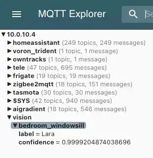 MQTT data showing cat detection label and confidence values