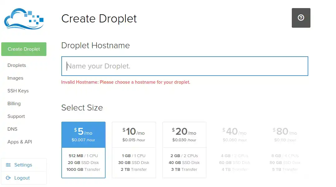 Create Droplet Screen