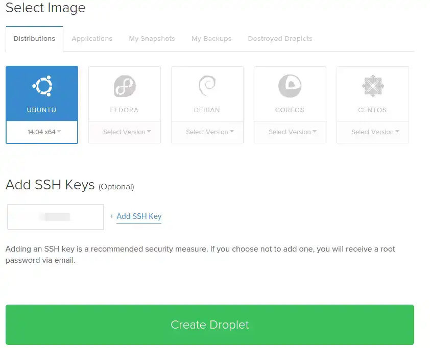 Create Droplet OS/SSH