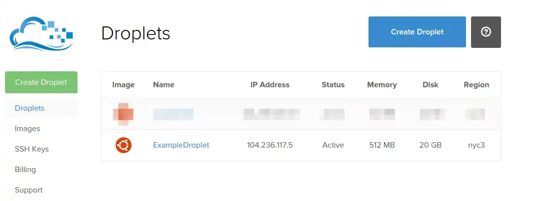 Droplet homepage