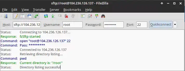 FileZilla quickconnect